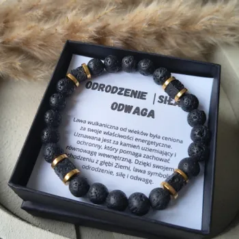 BRANSOLETKA MĘSKA DLA NIEGO LAWA WULKANICZNA ODRODZENIE SIŁA ODWAGA